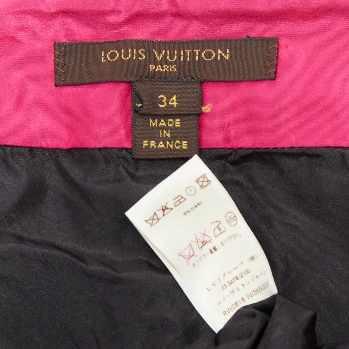 LOUIS VUITTON 100% silk black hot pink lined panelled A line skirt FR34 XS For Sale 3