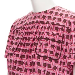LOUIS VUITTON Kleid aus 100% Seide, rosa, mit floralem Spitzendruck FR42 L