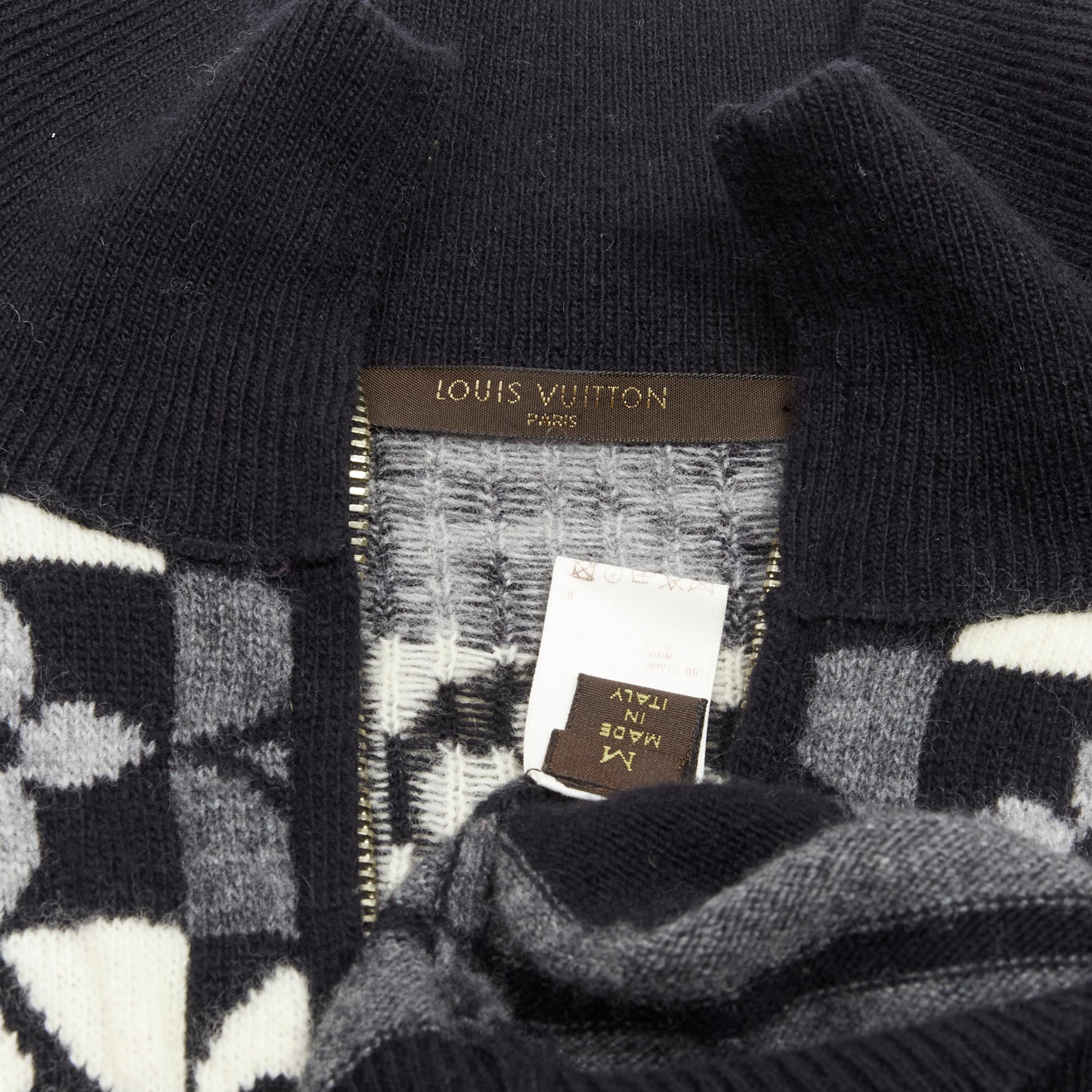 LOUIS VUITTON 100% wool LV floral motive stripe turtle neck knit sweater M For Sale 1