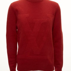 LOUIS VUITTON Pull rouge 100 % laine à manches longues avec logo LV surdimensionné, Taille M