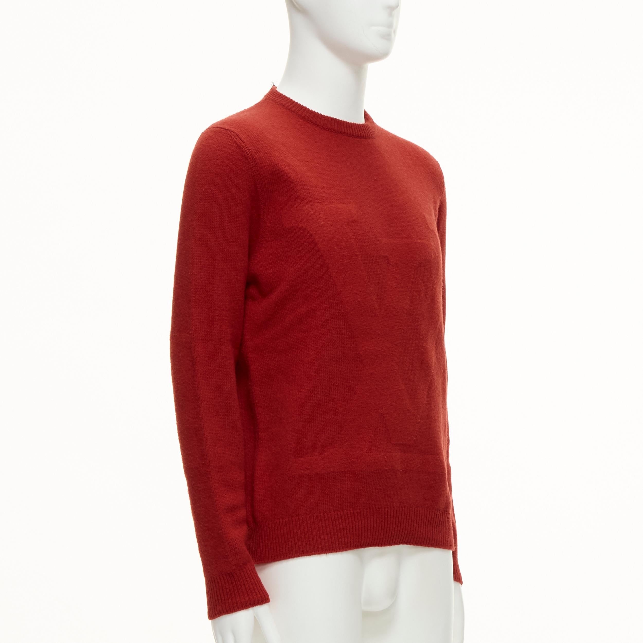 LOUIS VUITTON 100% Wolle Rot LV Pullover mit langen Ärmeln und übergroßem Logo M im Zustand „Gut“ im Angebot in Hong Kong, NT