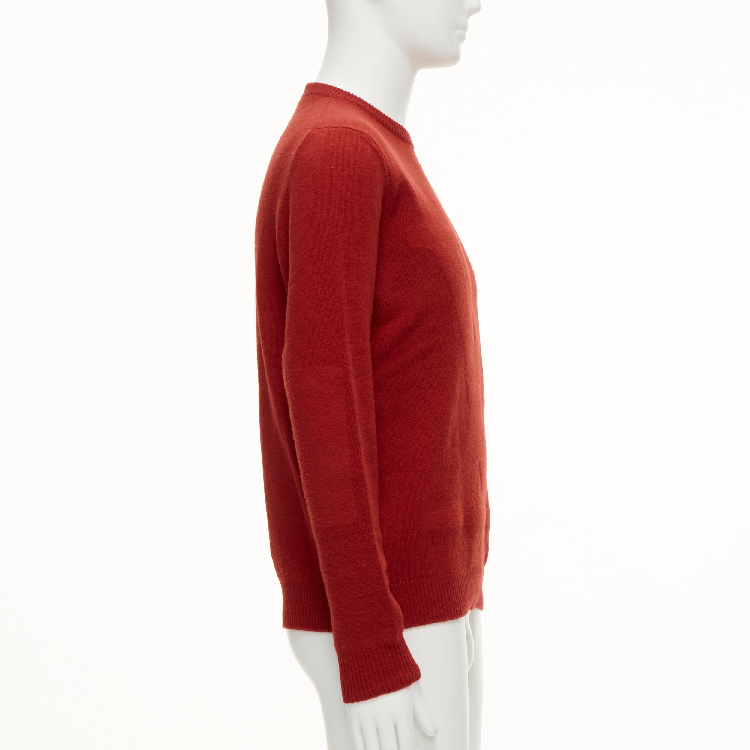 LOUIS VUITTON 100% Wolle Rot LV Pullover mit langen Ärmeln und übergroßem Logo M Damen im Angebot
