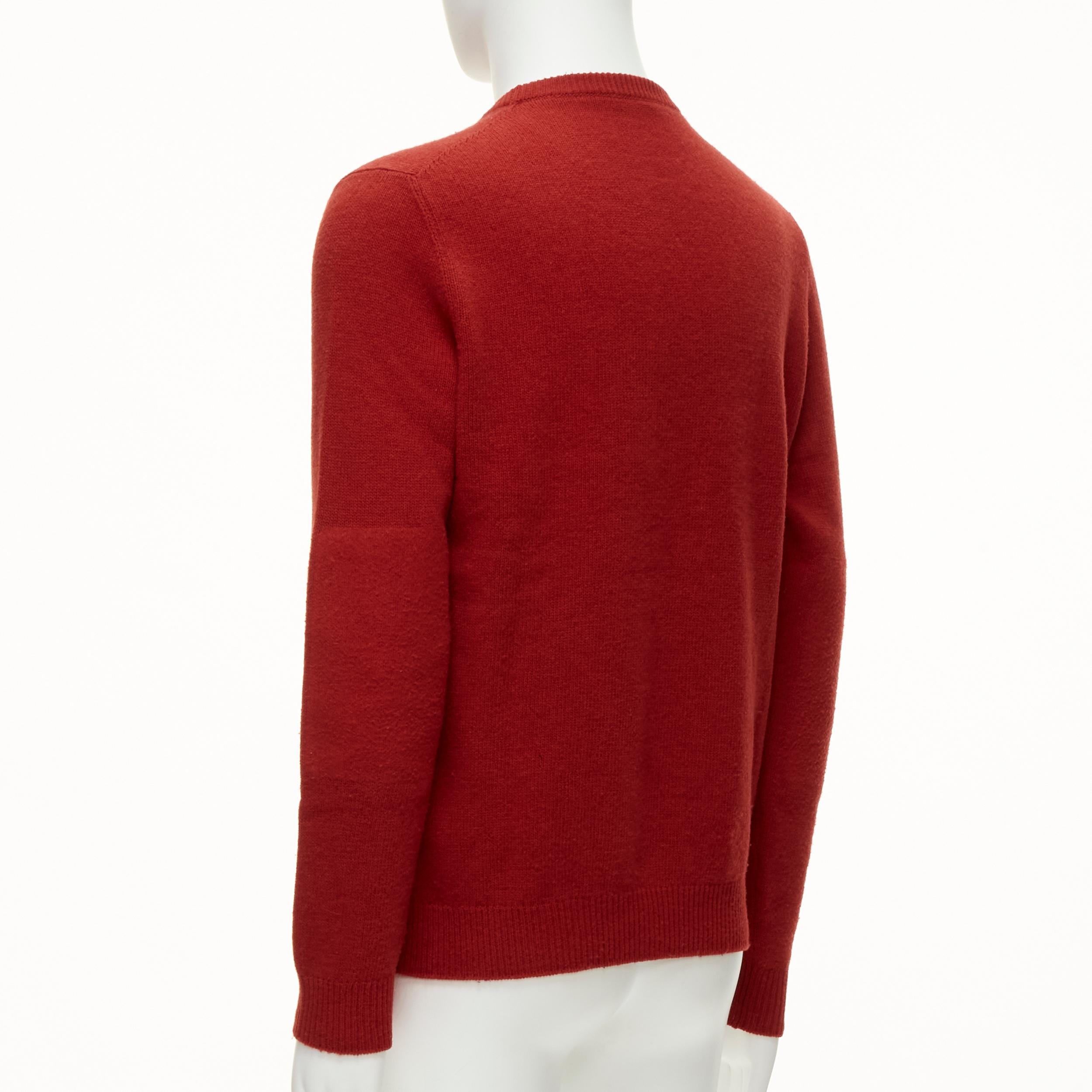 LOUIS VUITTON 100% wool red LV oversized logo long sleeve crew sweater M For Sale 1