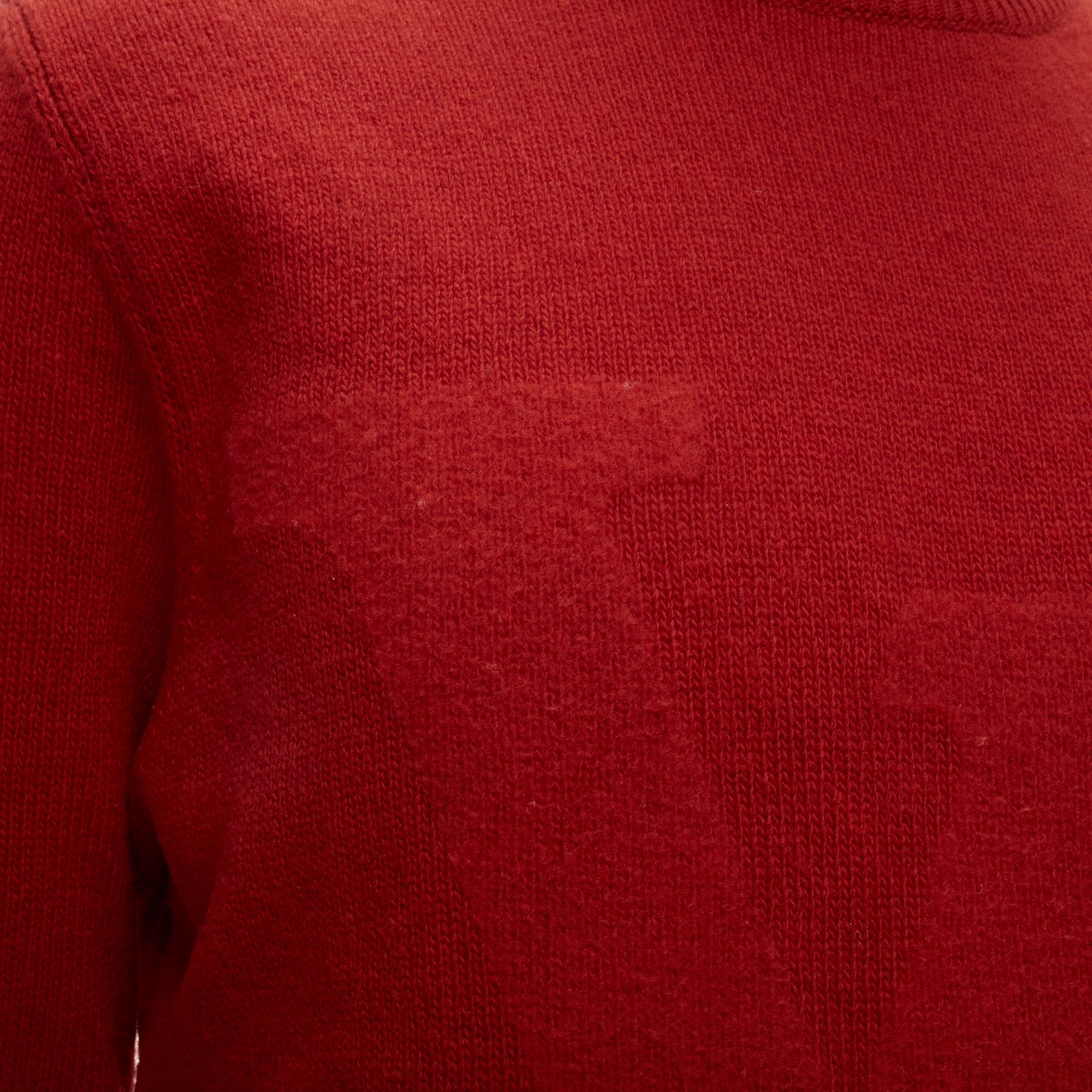 LOUIS VUITTON 100% Wolle Rot LV Pullover mit langen Ärmeln und übergroßem Logo M im Angebot 3