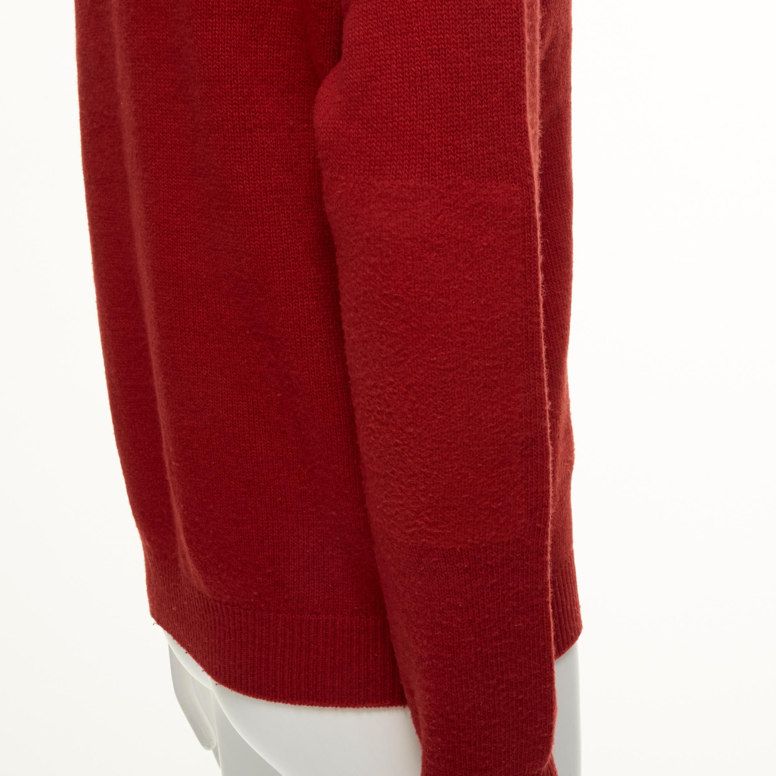 LOUIS VUITTON 100% Wolle Rot LV Pullover mit langen Ärmeln und übergroßem Logo M im Angebot 4