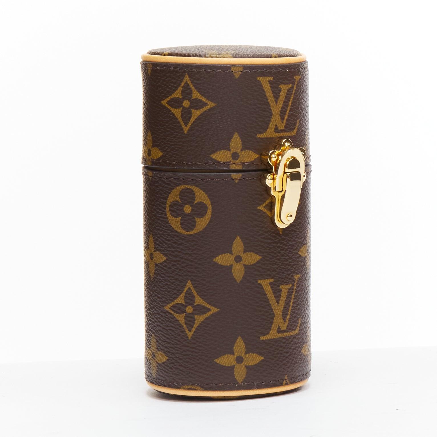 LOUIS VUITTON 100ml Perfume Travel Case brown LV logo canvas In Excellent Condition In Hong Kong, NT