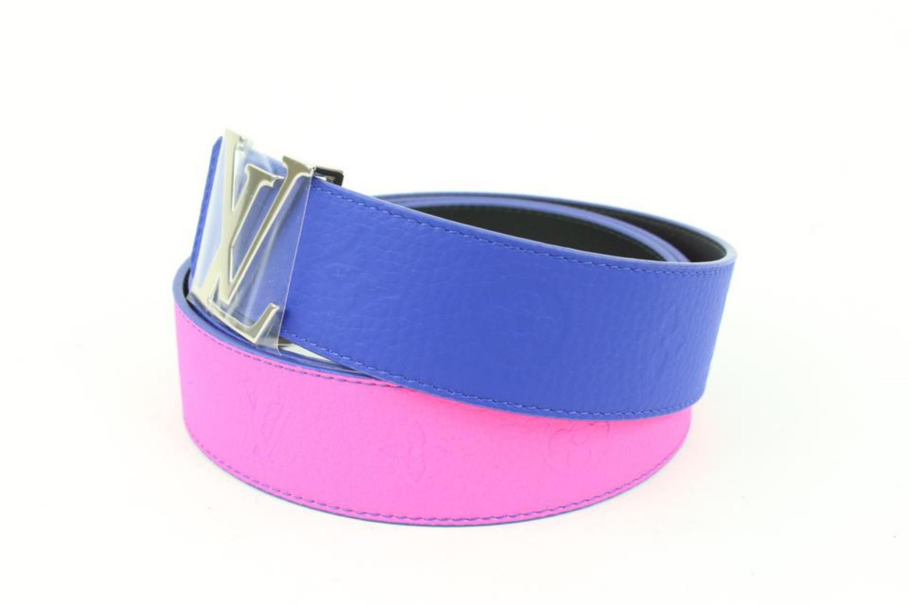 Purple Louis Vuitton 110/44 Illusion Leather 40MM Initials Reversible Belt 36l128s