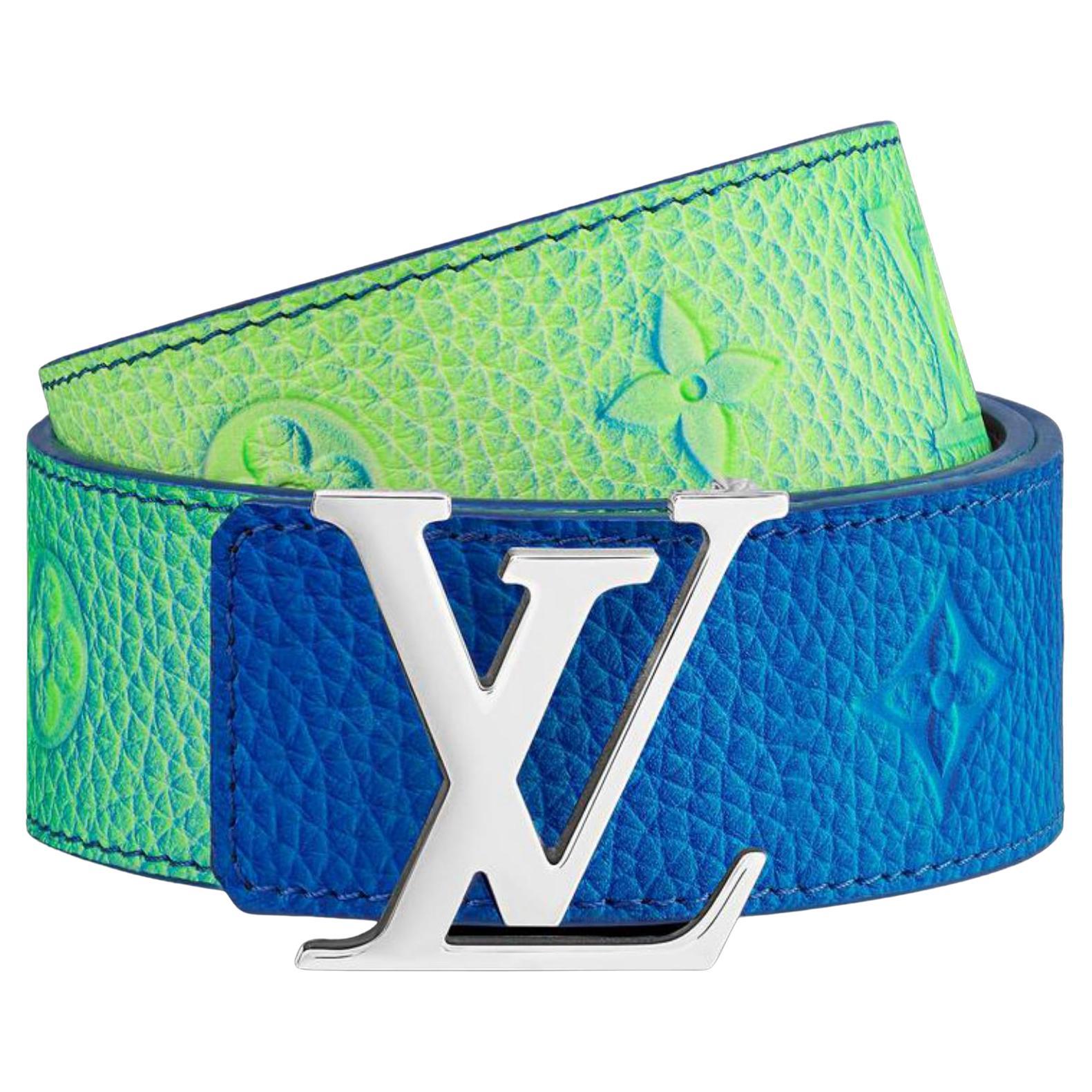 Louis Vuitton Size 85/34 40mm Initials Blue Taurillon Leather Belt