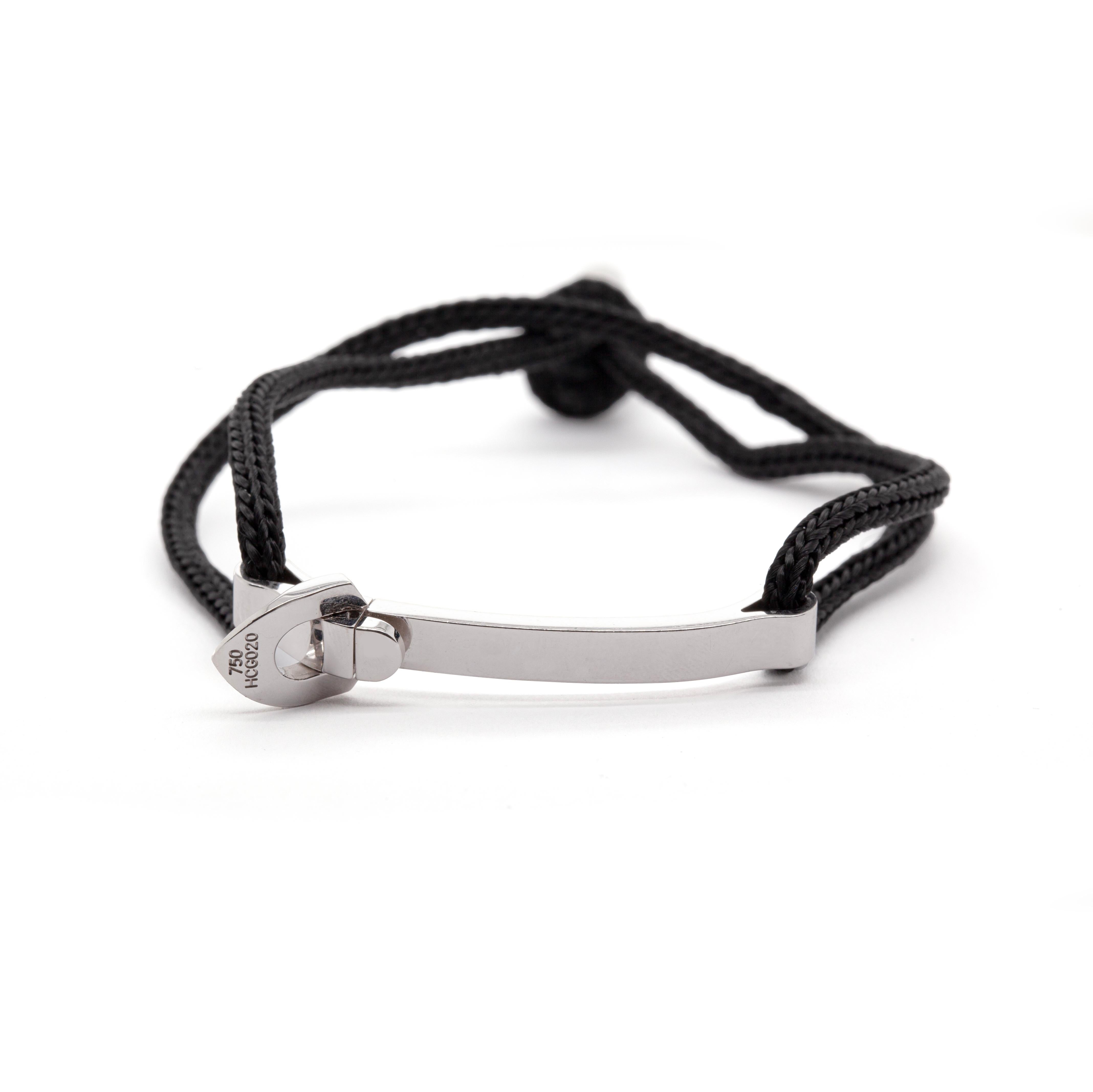 Moderno Louis Vuitton Bracciale con Fibbia in Oro Bianco 18 Carati e Corde Regolabili in vendita