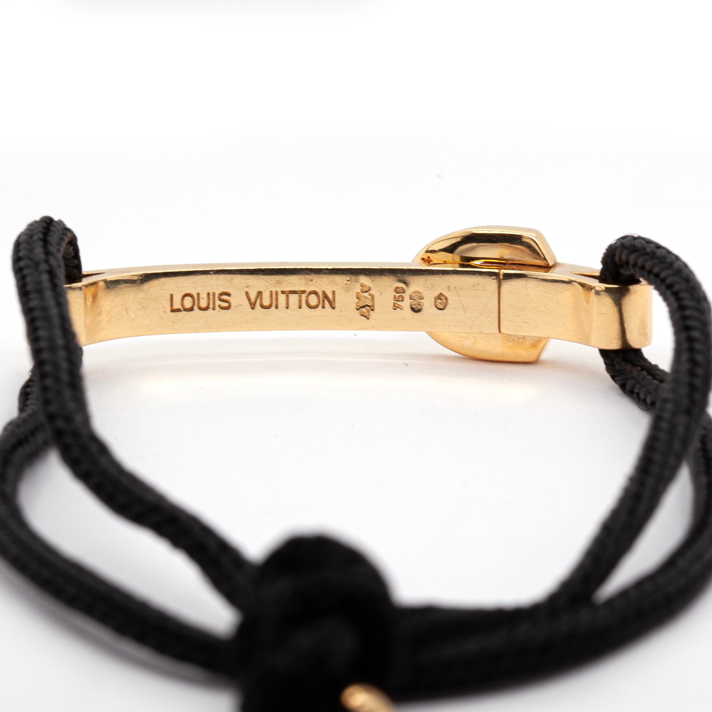 Verstellbares Kordelarmband von Louis Vuitton aus 18 Karat Gelbgold mit Schnalle im Zustand „Gut“ im Angebot in London, GB
