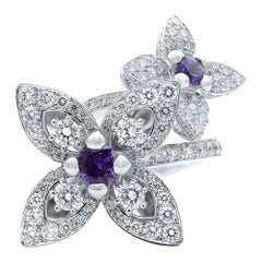 Louis Vuitton 18 Karat White Gold Diamond Les Luxuriantes Amethyst Ring