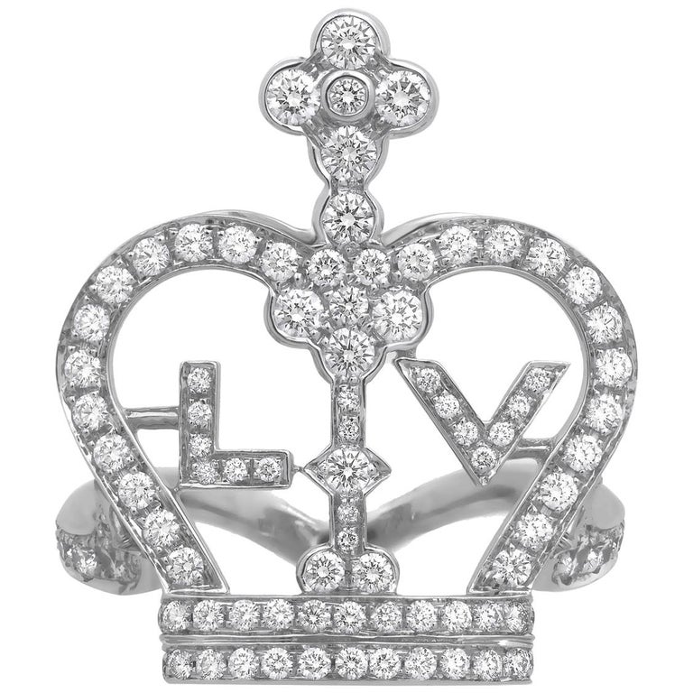 Rare Louis Vuitton 18K White Gold Diamond Sapphire Paris 34mm