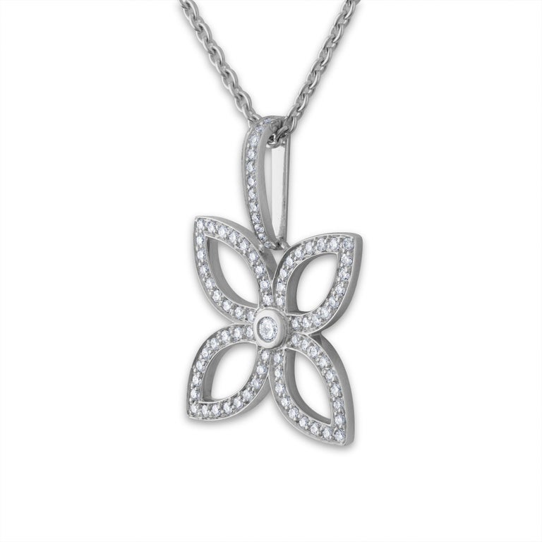 Clone Louis Vuitton Dentelle Blossom Luxury Full Diamond Four Leaf Clover /  Sunflower 18k White Gold Necklace