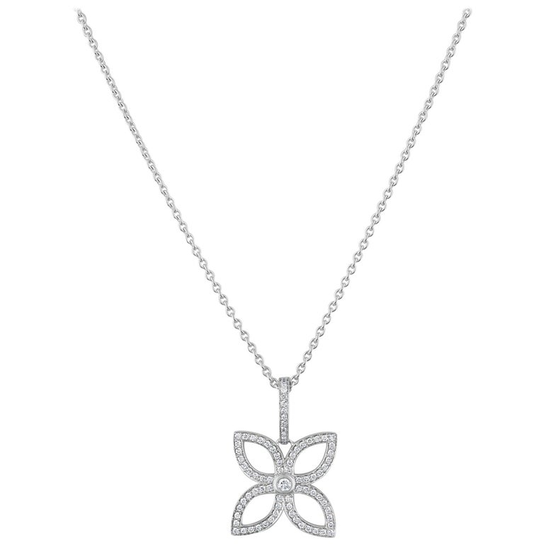 Louis Vuitton 18 Karat White Gold Flower Diamond Necklace For Sale at  1stDibs  louis vuitton flower full necklace, louis vuitton flower pendant, flower  louis vuitton necklace
