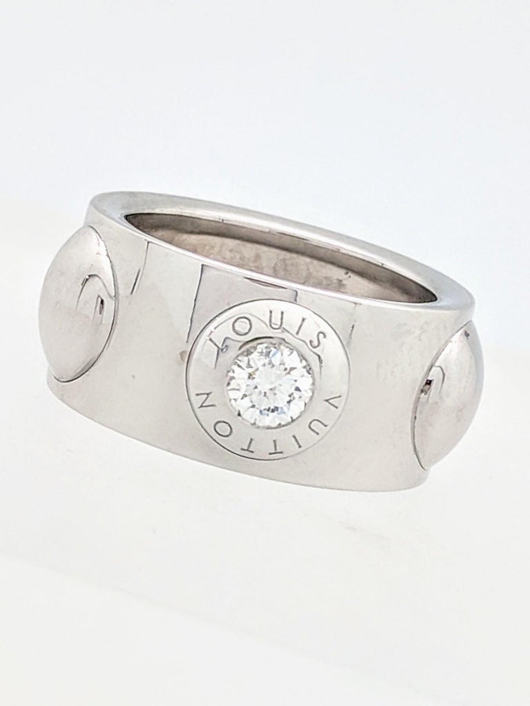 Louis Vuitton 18 Karat White Gold Grand Berg Crew Diamond Ring For Sale
