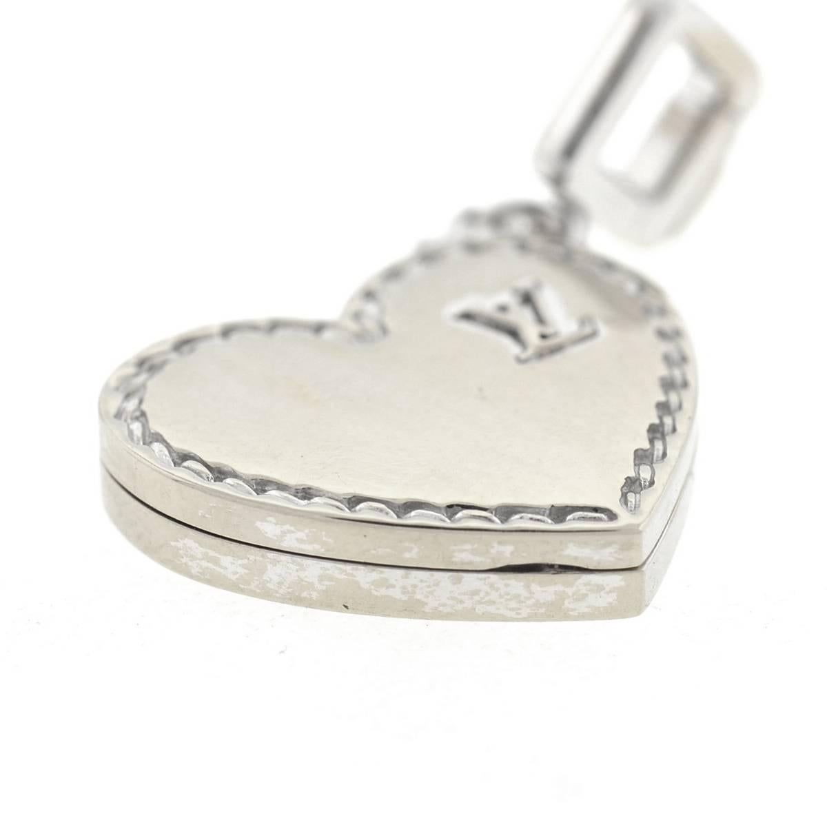 Louis Vuitton 18 Karat White Gold Heart Locket Charm Pendant 1