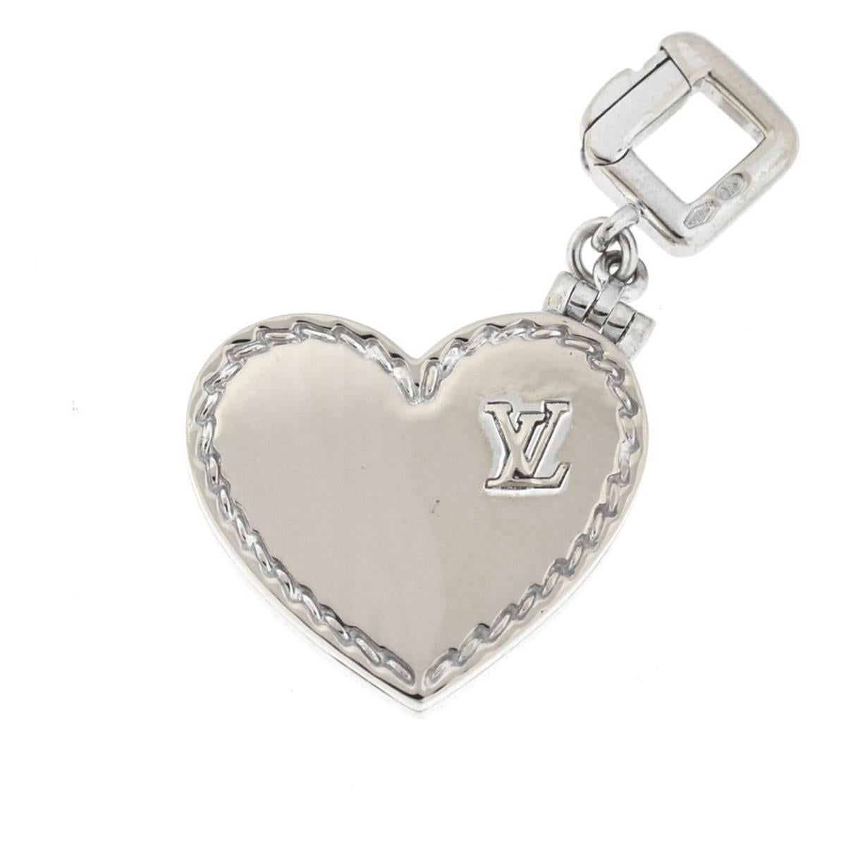 Louis Vuitton 18 Karat White Gold Heart Locket Charm Pendant