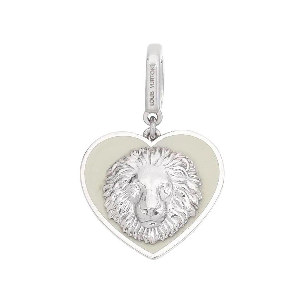 Louis Vuitton 18 Karat White Gold Heart-Shaped Lion Pendant