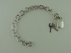 Louis Vuitton 18 Karat White Gold "Pad Lock and Keys Charm Bracelet