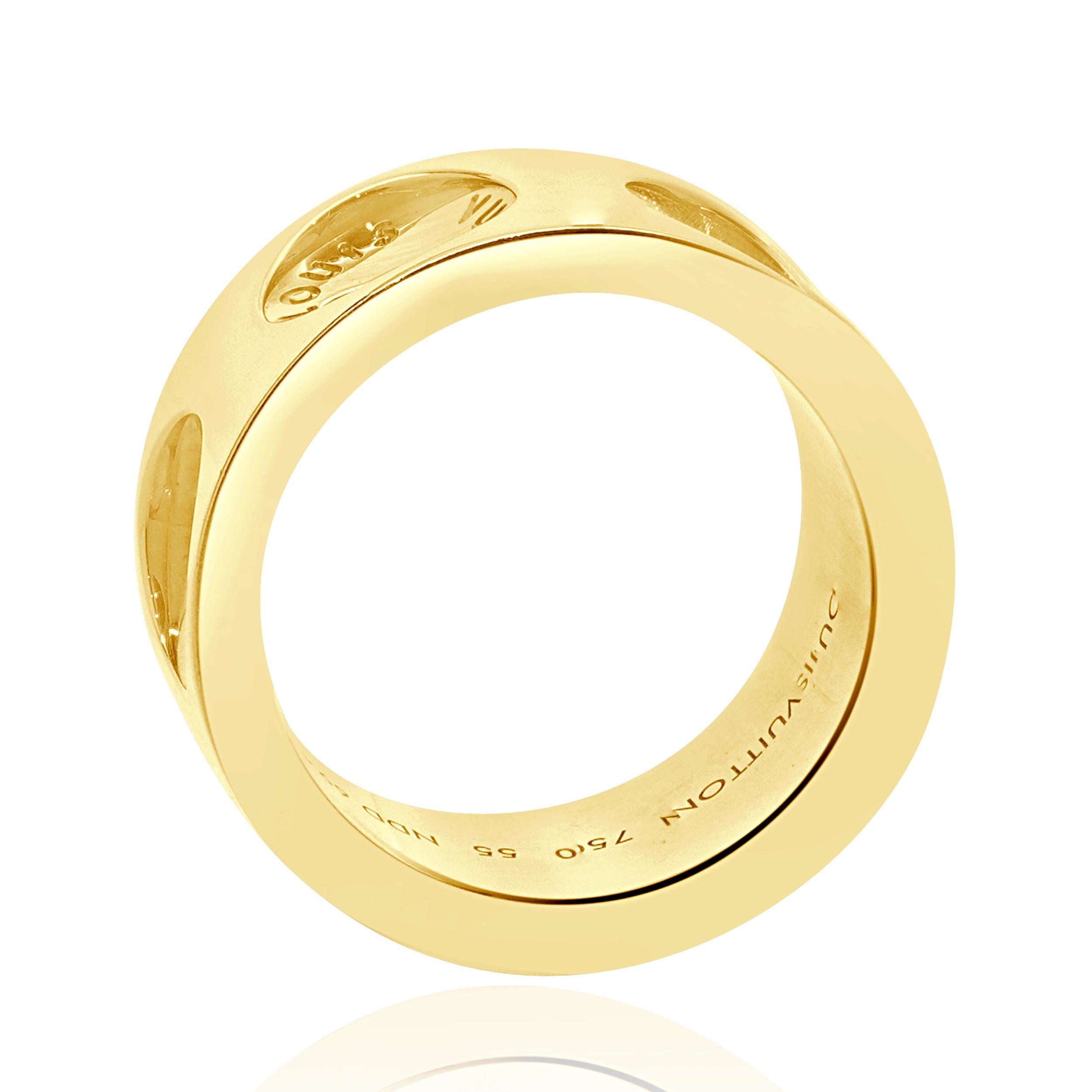 Louis Vuitton 18 Karat Yellow Gold Empreinte Diamond Band In Excellent Condition In Scottsdale, AZ