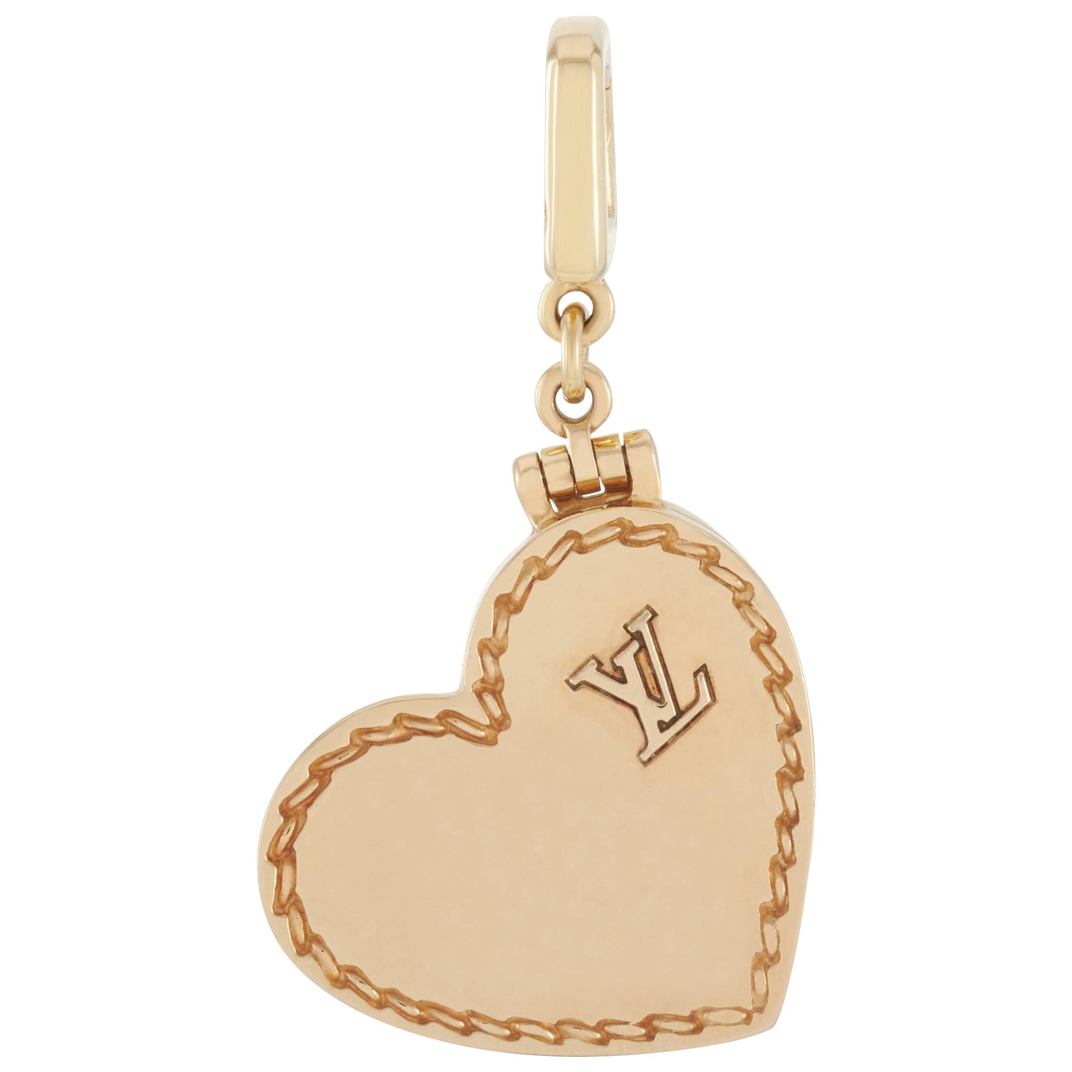 Louis Vuitton 18 Karat Yellow Gold Heart Locket Charm Pendant