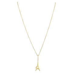 Louis Vuitton 18k Gold Diamond Eiffel Tower French Pendant Necklace