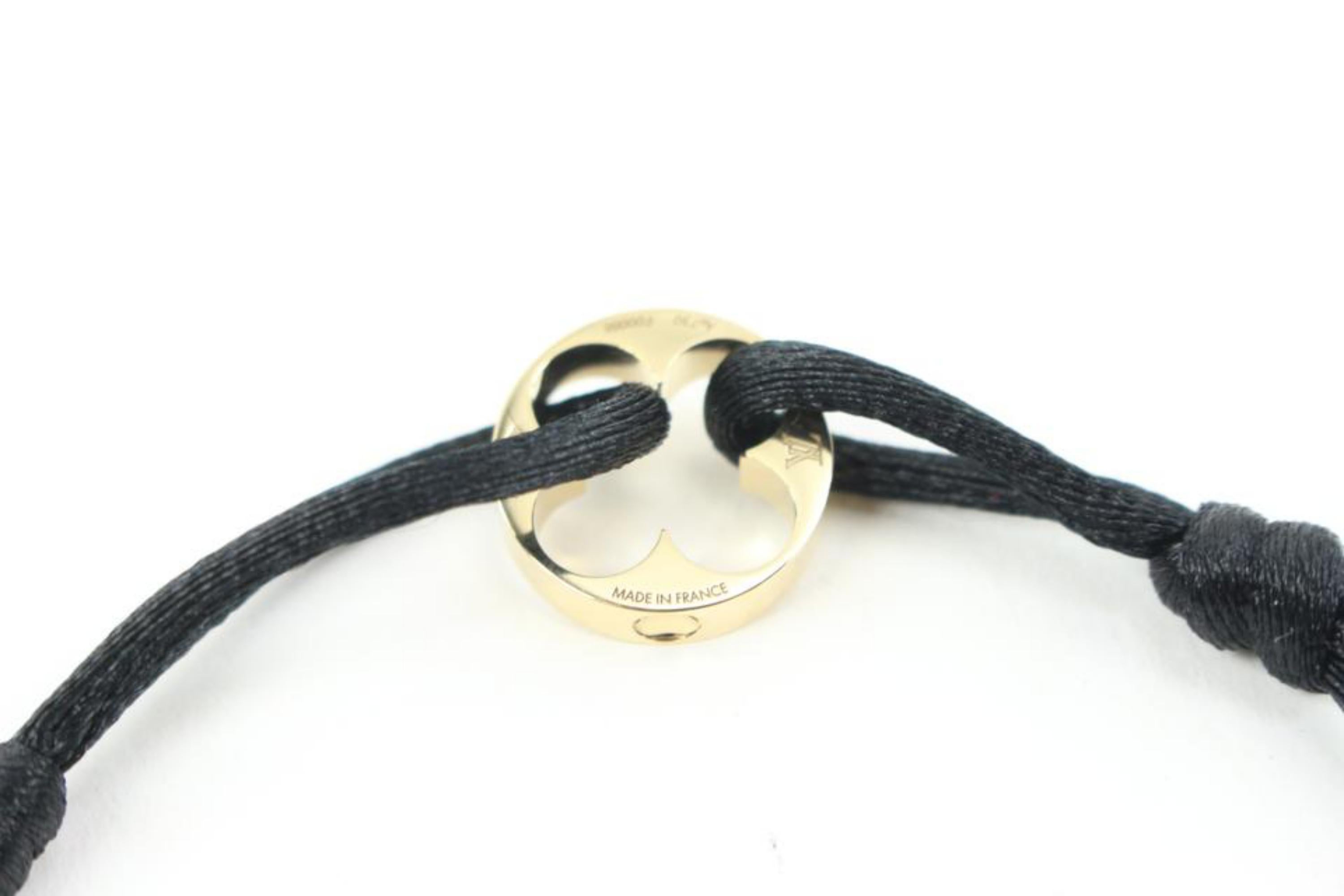 Louis Vuitton 18k Gold Empreinte Fleur Logo Bracelet Black Cord String 124lv1 3