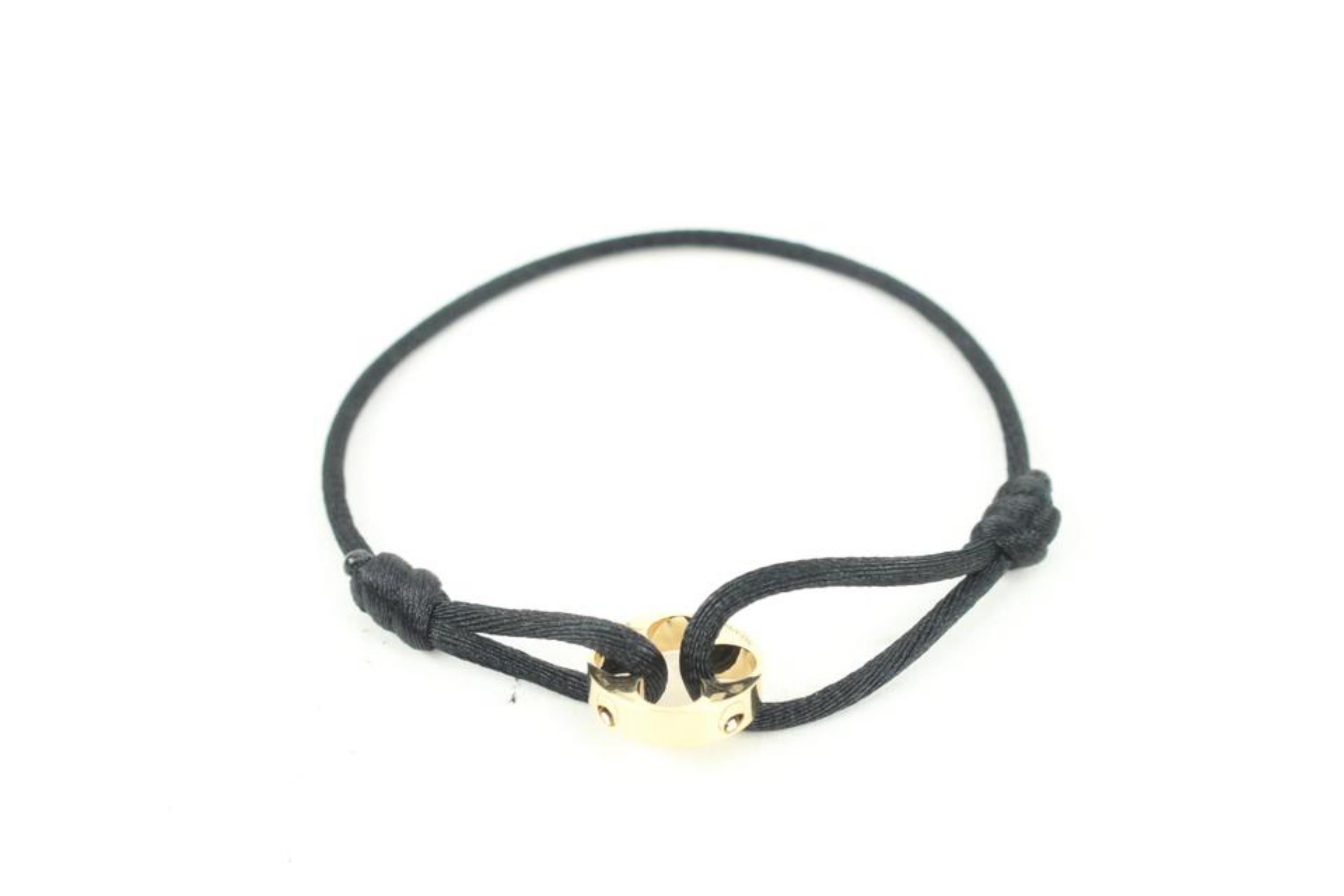 Louis Vuitton 18k Gold Empreinte Fleur Logo Bracelet Black Cord String 124lv1 1