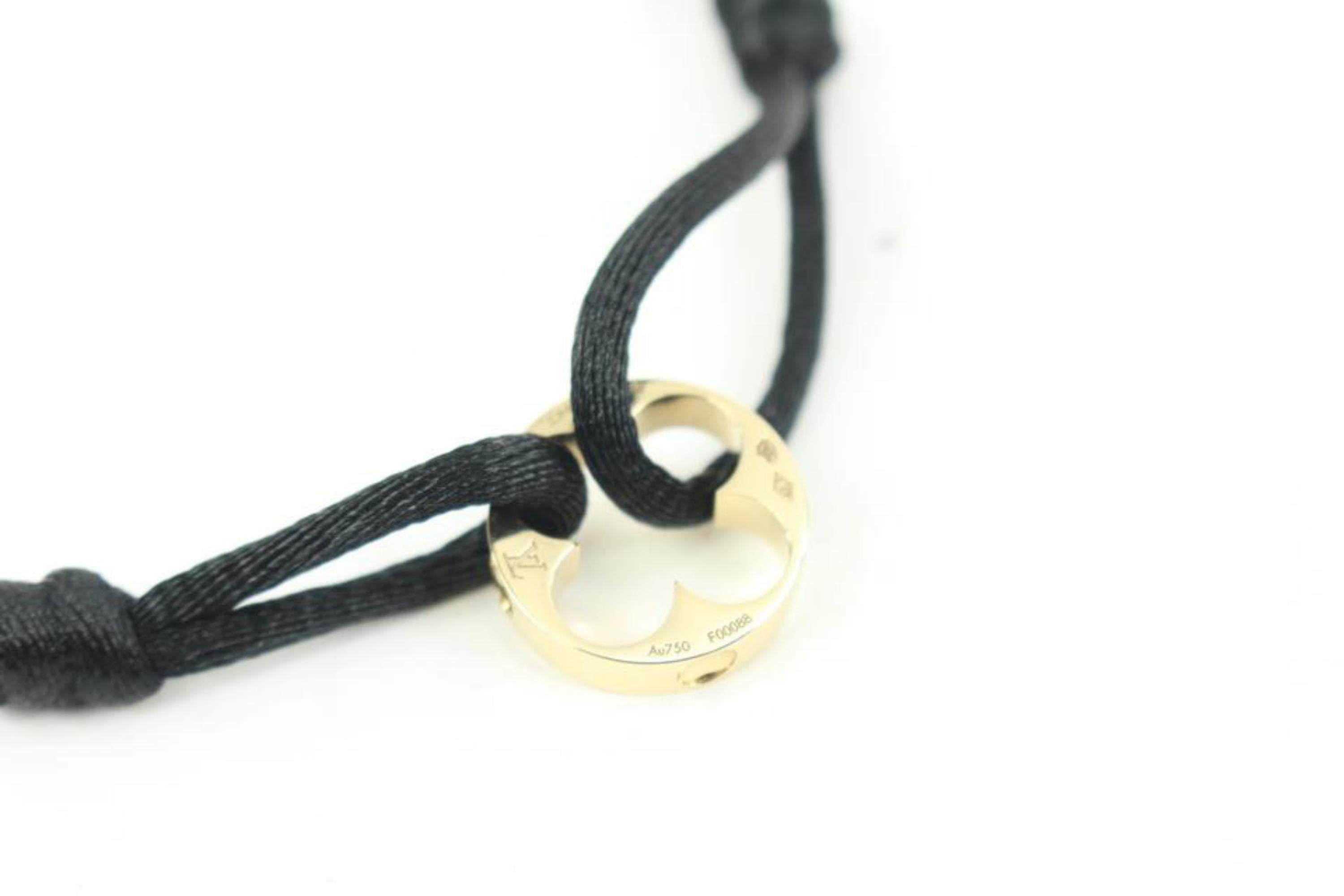 Louis Vuitton 18k Gold Empreinte Fleur Logo Bracelet Black Cord String 124lv1 2