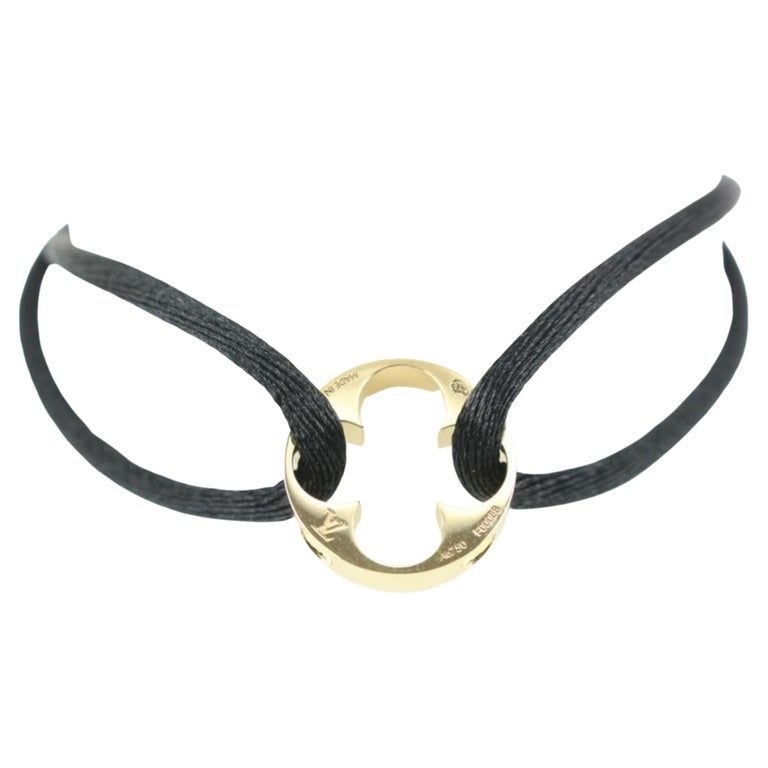 Louis Vuitton 18k Gold Empreinte Fleur Logo Bracelet Black Cord String  124lv1 at 1stDibs