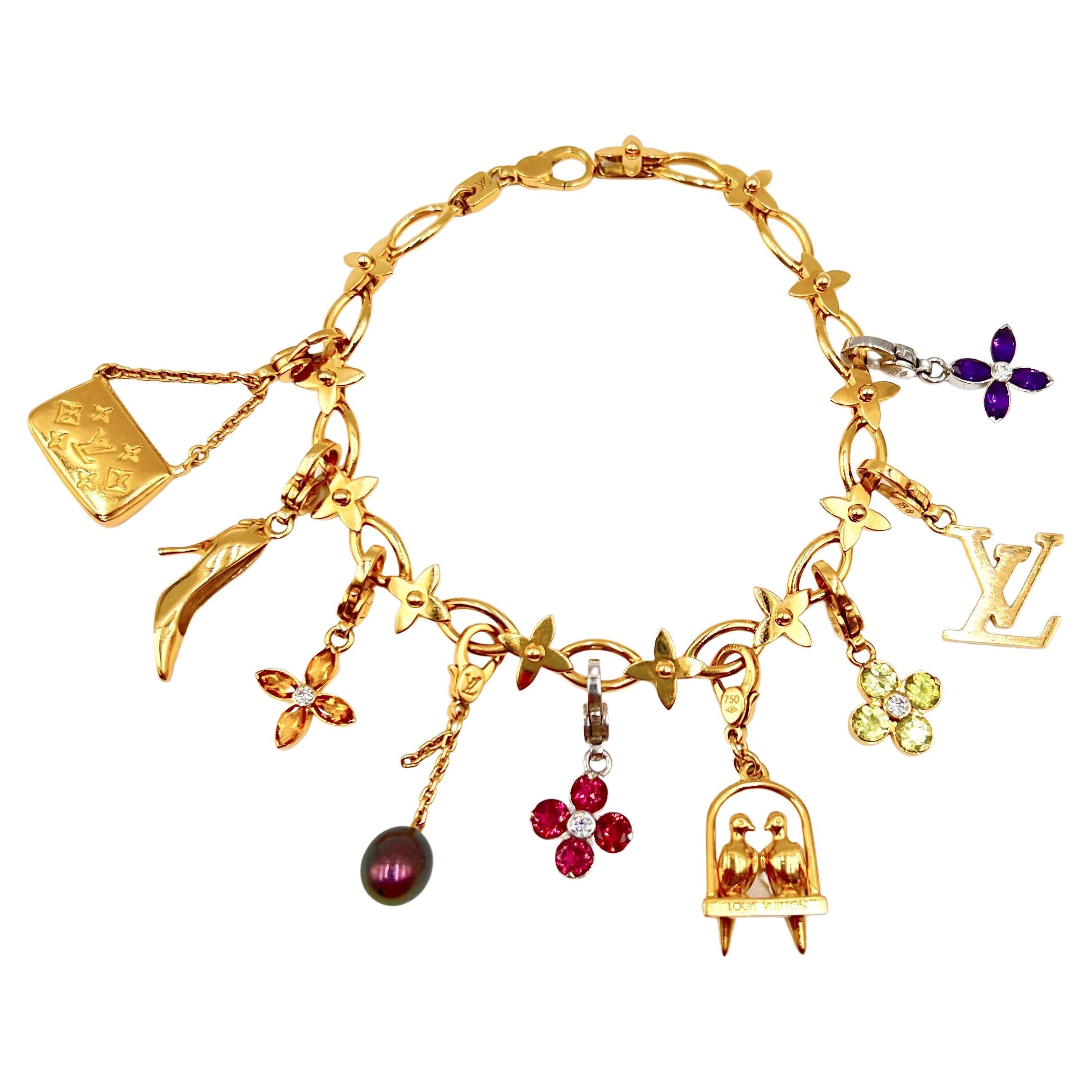 Louis Vuitton Vintage  Monogram Charm Bracelet  Gold Multi  LV Bracelet   Luxury High Quality  Avvenice