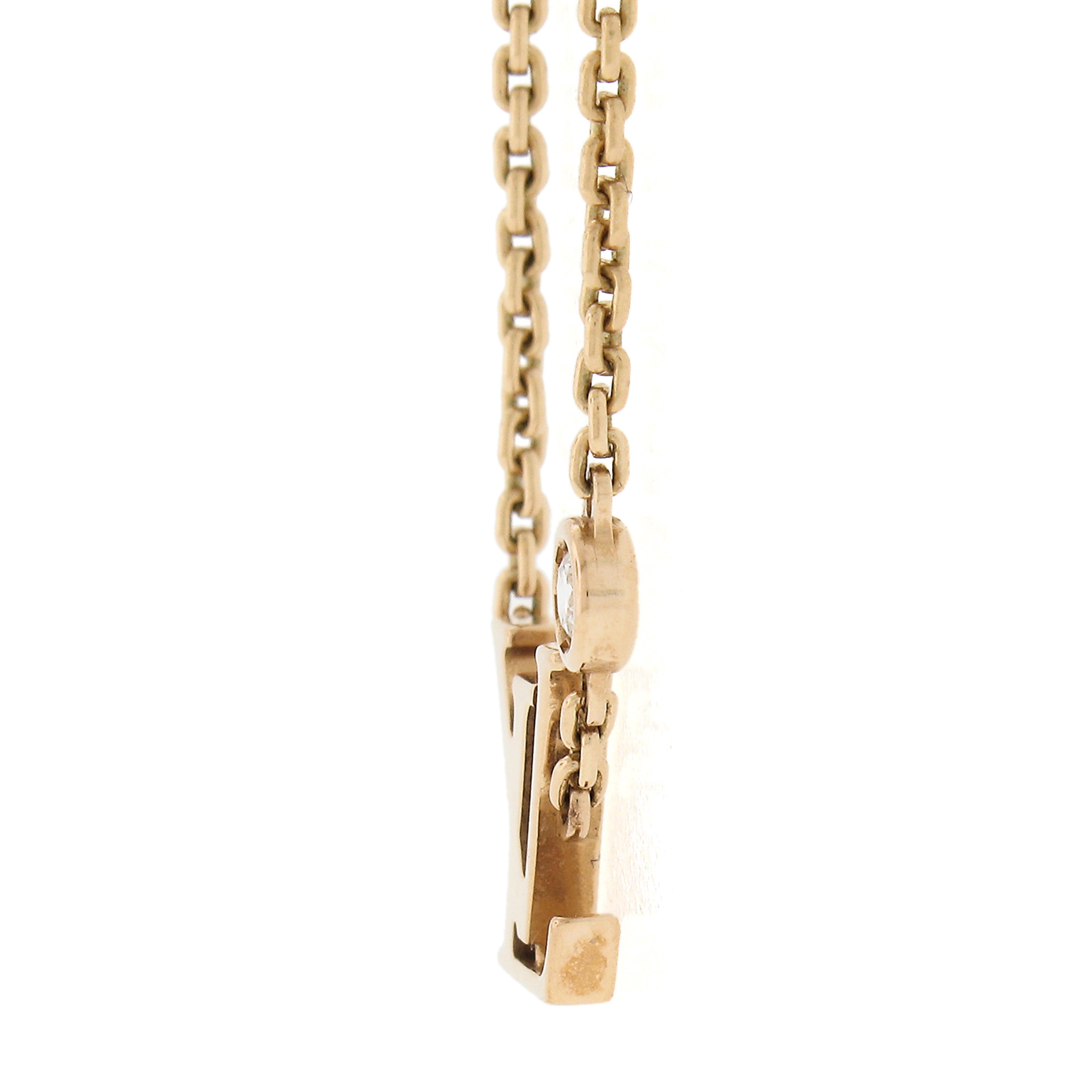 Louis Vuitton 18k Rose Gold Diamond Lv Pendant Adjustable Link Chain Necklace In Excellent Condition In Montclair, NJ