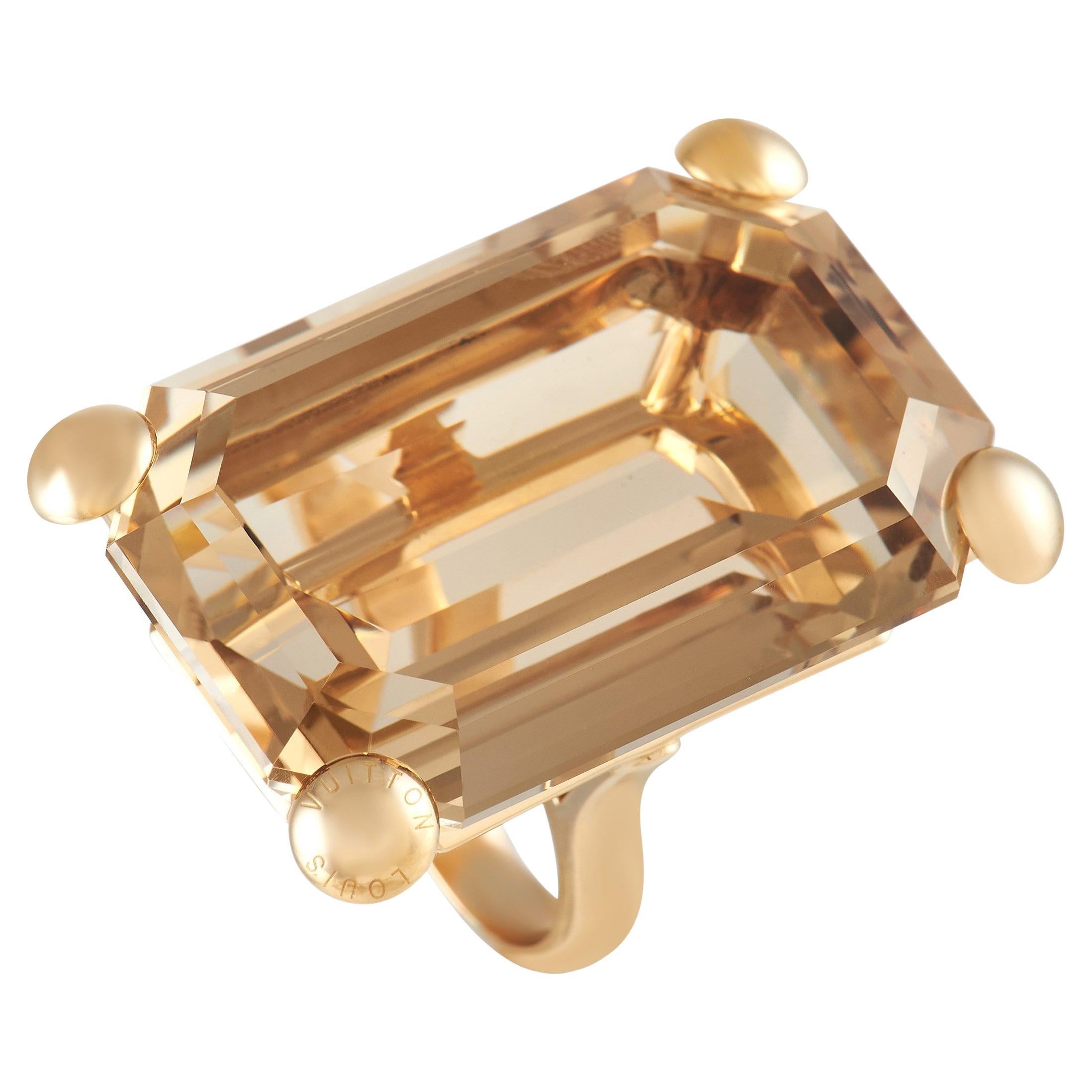 Louis Vuitton 18K Rose Gold Smoky Quartz Ring For Sale at 1stDibs