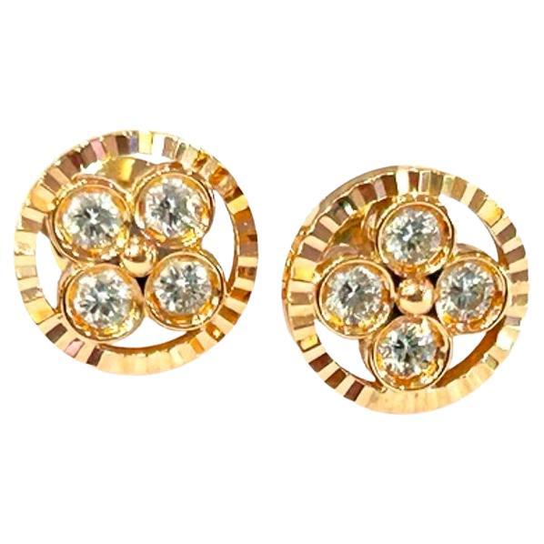 Louis Vuitton 18K Rose Gold Sun Blossom Diamond Earrings 0.40CTW
