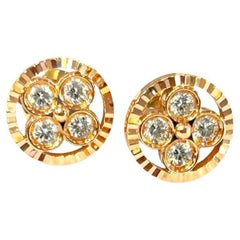 Louis Vuitton 18K Rose Gold Sun Blossom Diamond Earrings 0.40CTW
