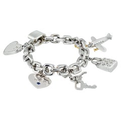 Louis Vuitton 18K White Gold 6 Charm Link Bracelet
