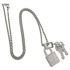 Louis Vuitton 18k White Gold Diamond Lock and Keys Pendant Necklace