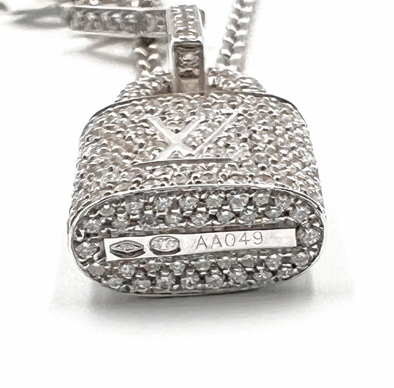 Louis Vuitton 18k White Gold Diamond Lock and Keys Pendant Necklace at  1stDibs