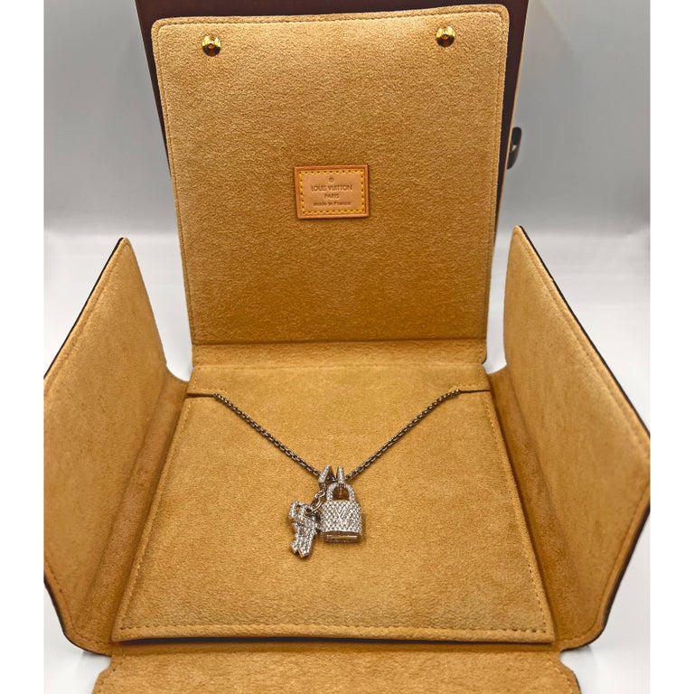 Louis Vuitton 18k White Gold Diamond Lock and Keys Pendant Necklace at  1stDibs