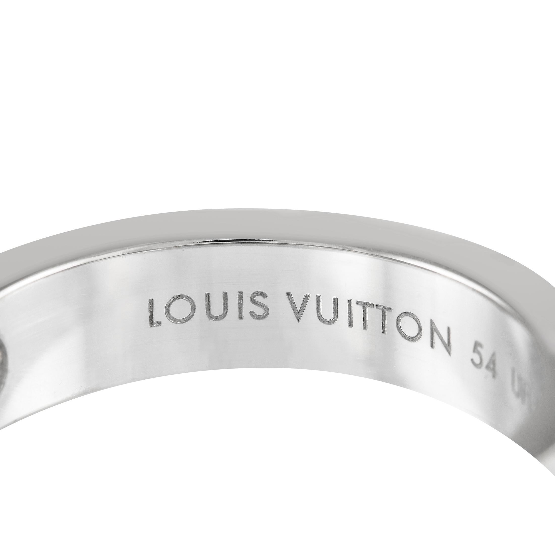 Round Cut Louis Vuitton 18K White Gold Diamond Ring For Sale