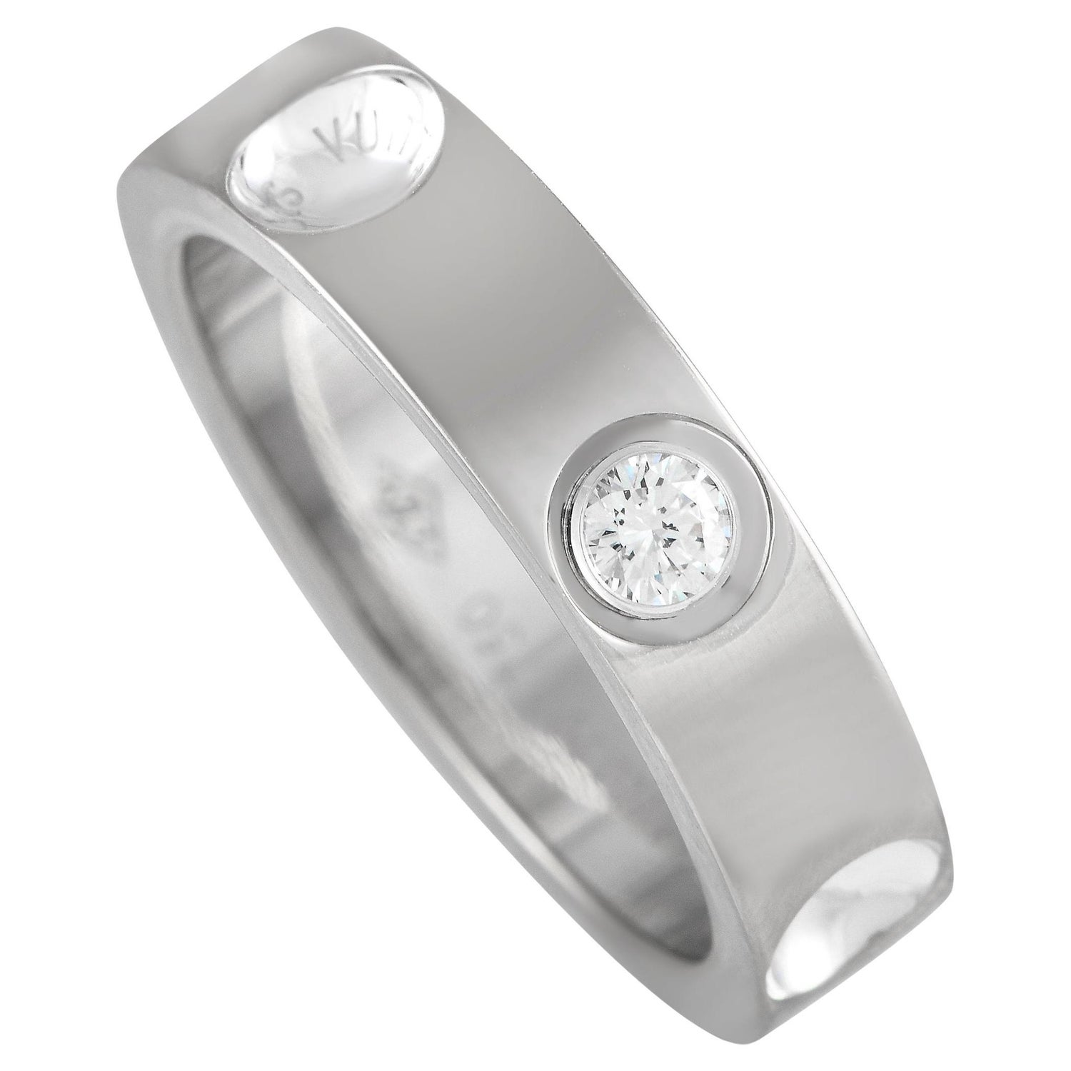 Louis Vuitton LV Volt One Band Ring, White Gold and Diamond Grey. Size 53