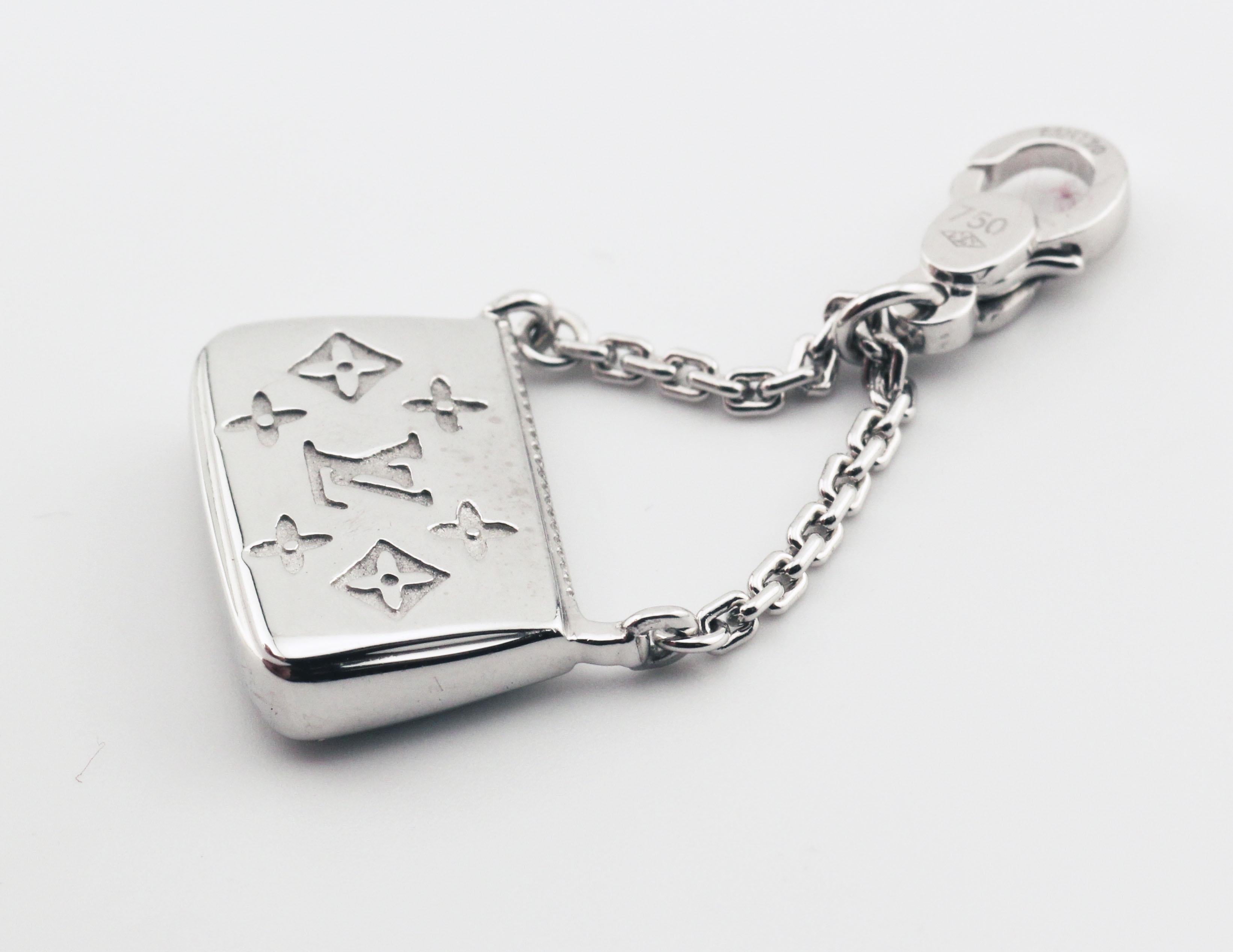 Louis Vuitton 18K White Gold Purse Charm Pendant In Good Condition For Sale In Simpsonville, SC