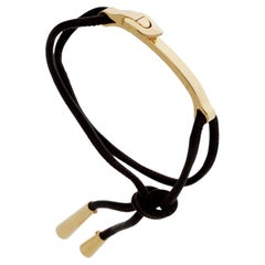 Louis Vuitton 18k Yellow Gold Bangle Leather Bracelet