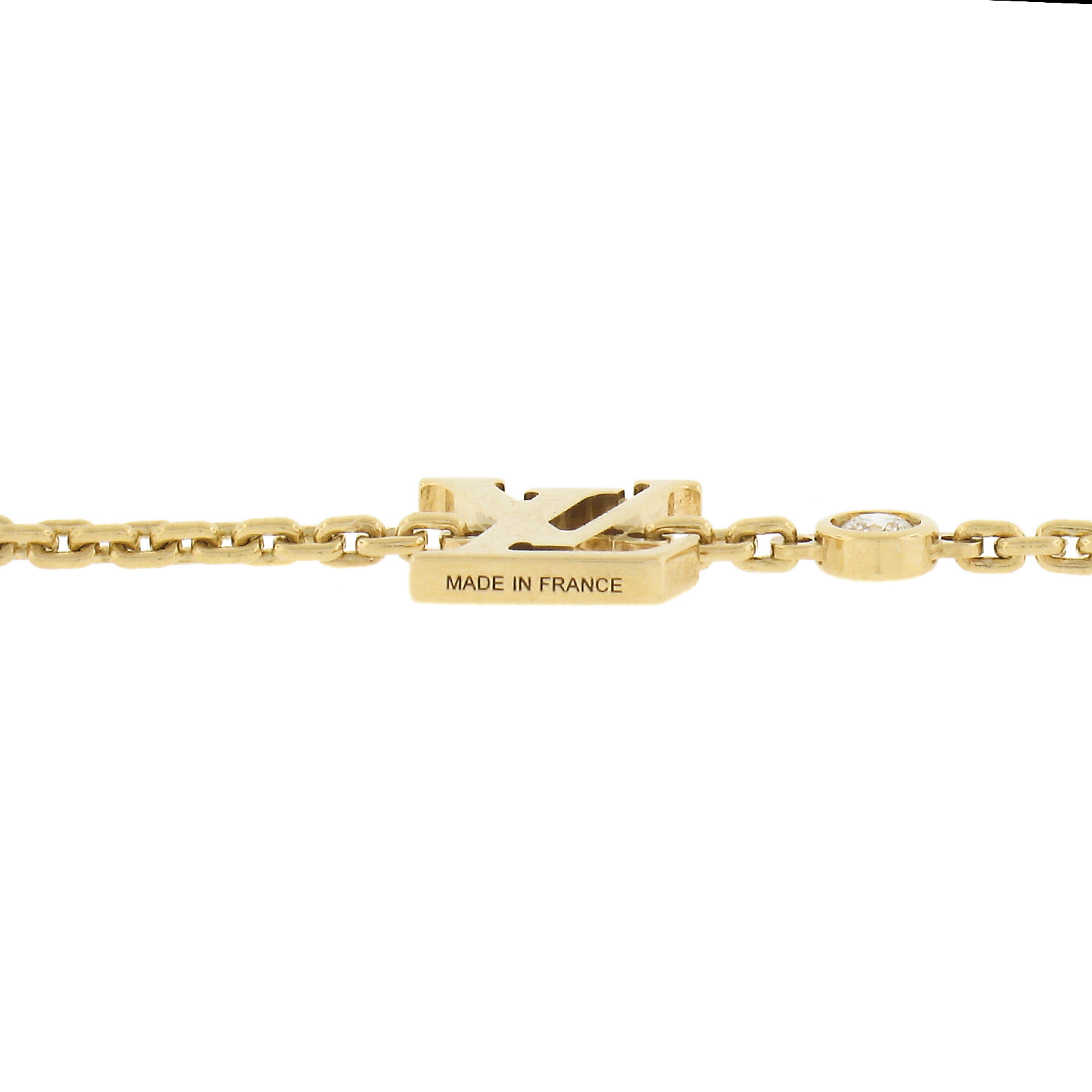 Louis Vuitton 18k Yellow Gold Bezel Diamond Monogram Cable Link Bracelet 2
