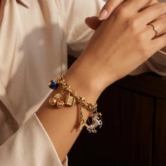 Louis Vuitton 18K Yellow Gold Charm Bracelet Eiffel Tower Horse Motif