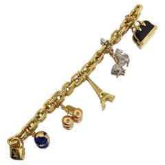 Louis Vuitton 18K Yellow Gold Charm Bracelet Eiffel Tower Horse Motif