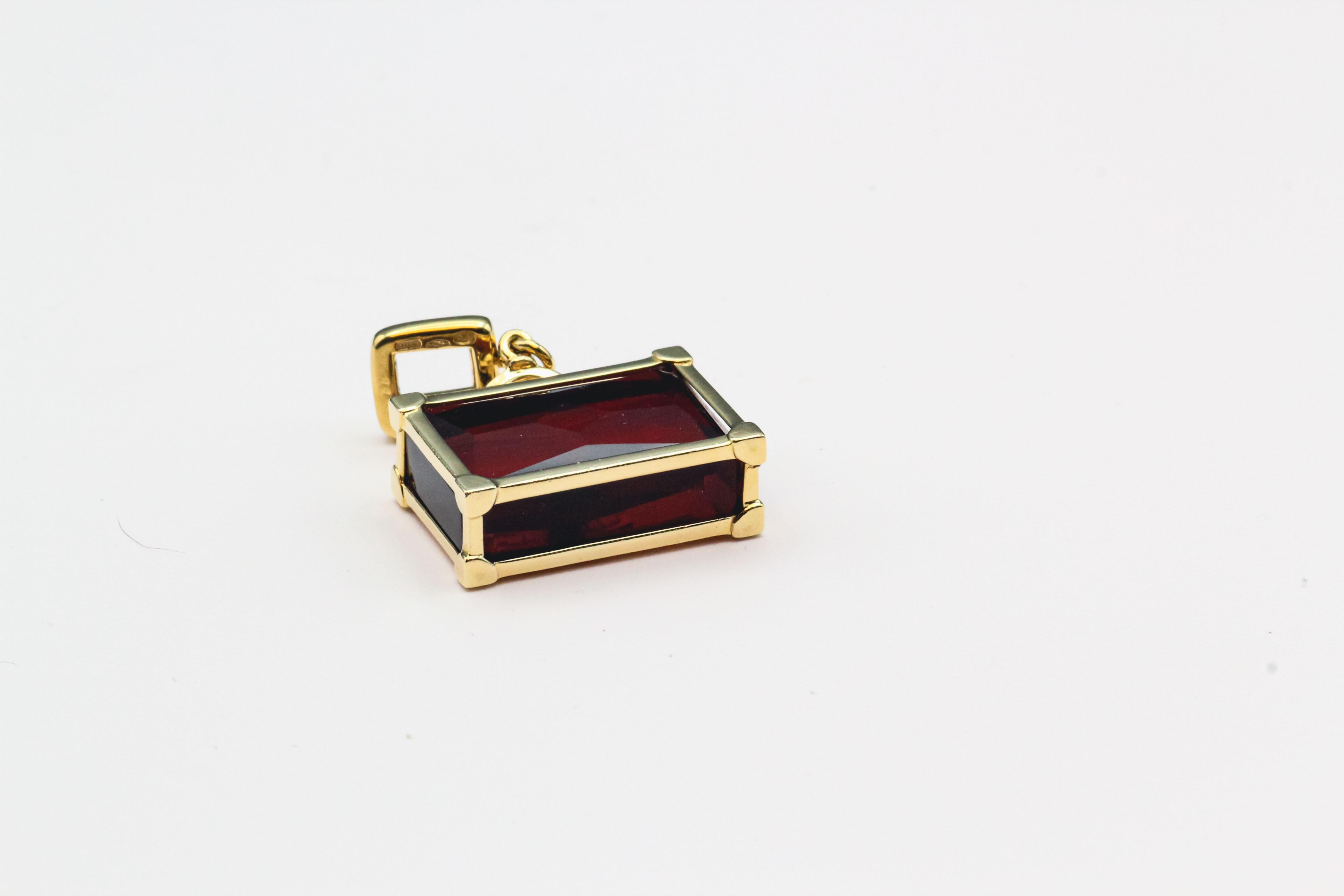 Square Cut Louis Vuitton 18k Yellow Gold Citrine Suitcase Charm Pendant For Sale