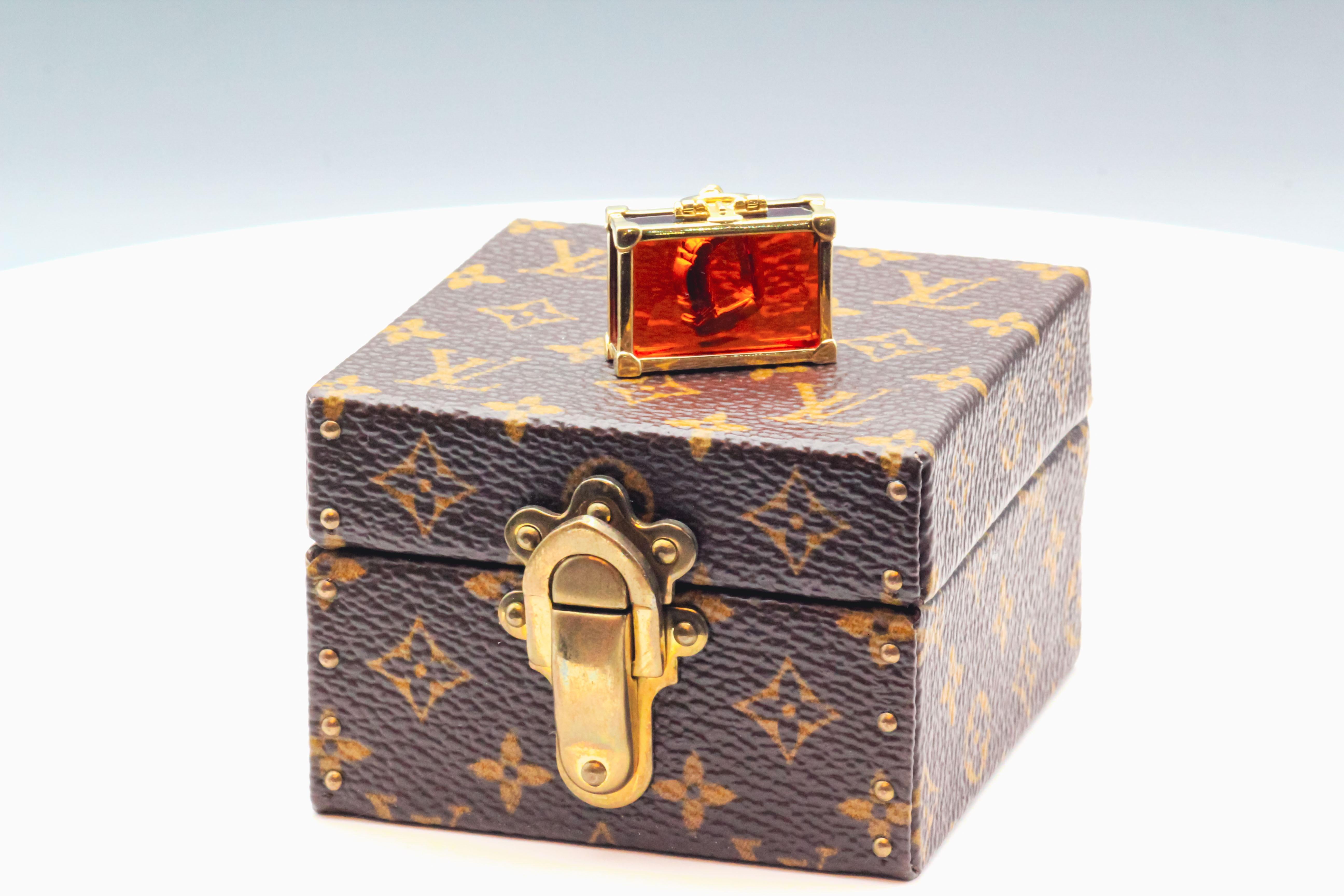 Louis Vuitton 18k Yellow Gold Citrine Suitcase Charm Pendant For Sale 3