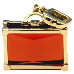 Used Louis Vuitton 18k Yellow Gold Citrine Suitcase Charm Pendant