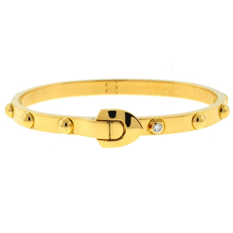Louis Vuitton 18 Karat Yellow Gold Diamond Clous Bangle Bracelet at 1stDibs